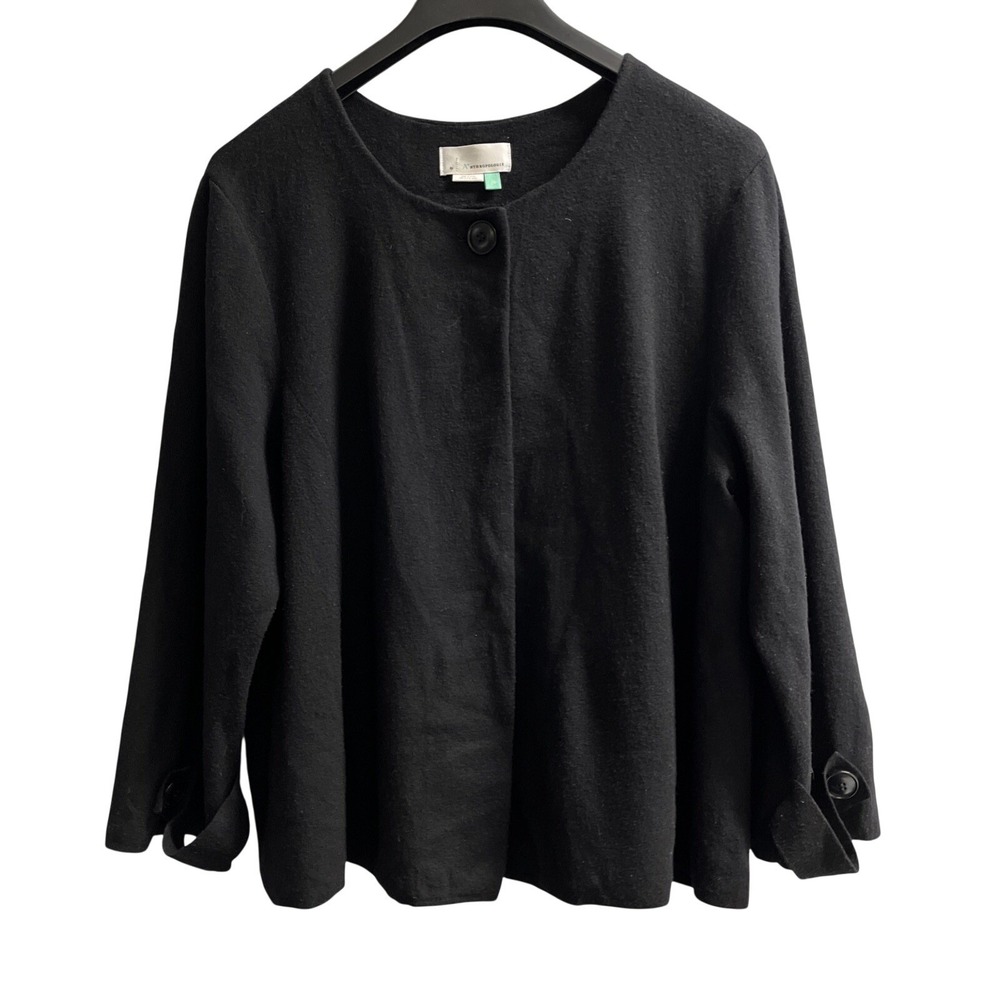 Anthropologie Jacket Women 3X Black Knit One Button Sweater Blazer Office Basic